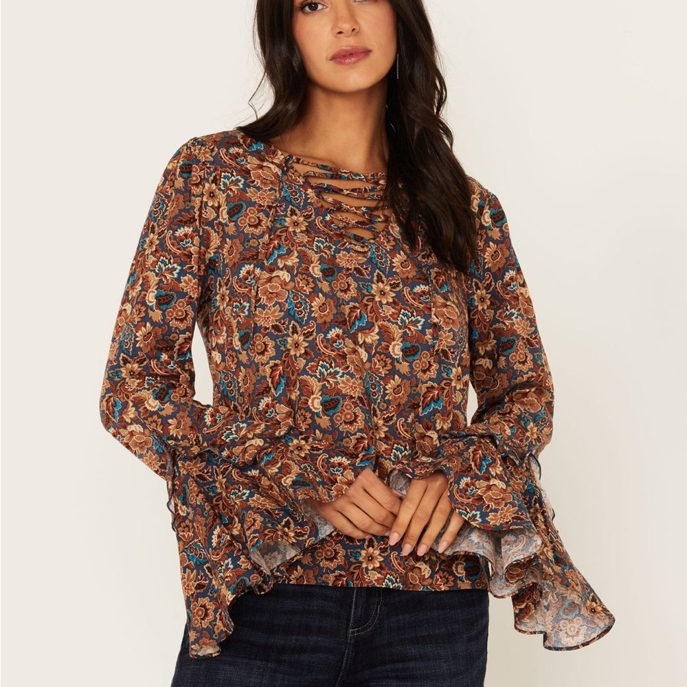 Idyllwind by Miranda Lambert Paisley Lace-Up Top
